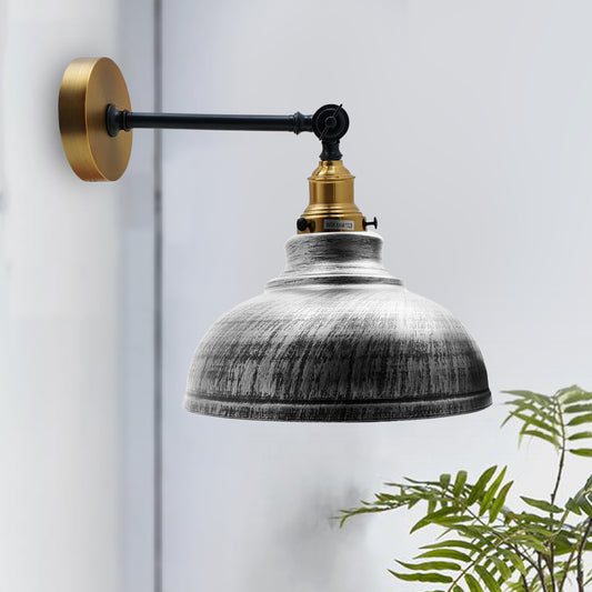 Brushed Silver Metal Curvy Brushed Industrial Wall Mounted Wall Lamp Light~3460 - LEDSone UK Ltd