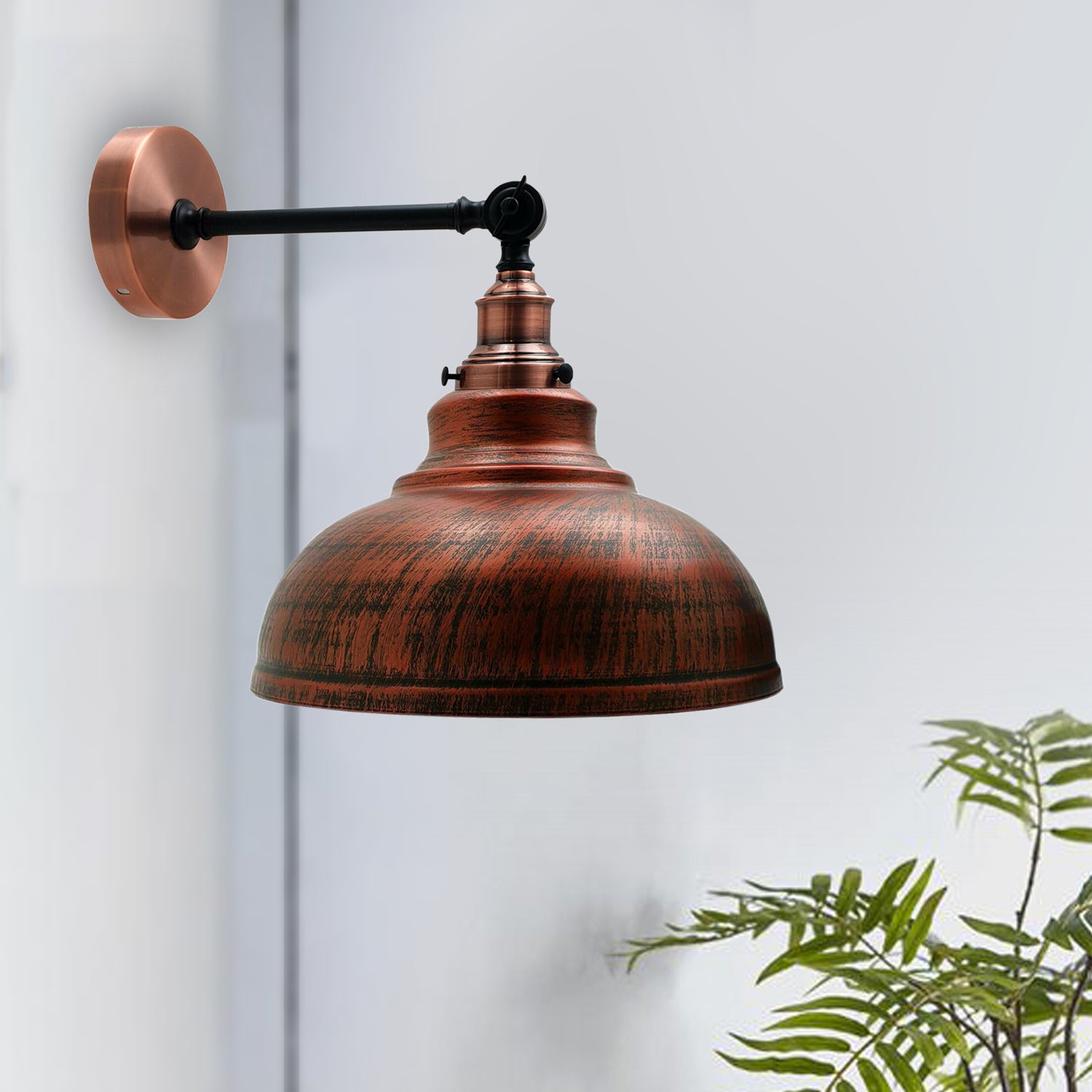 Rustic Red Metal Curvy Brushed Industrial Wall Mounted Wall Lamp Light~3461 - LEDSone UK Ltd