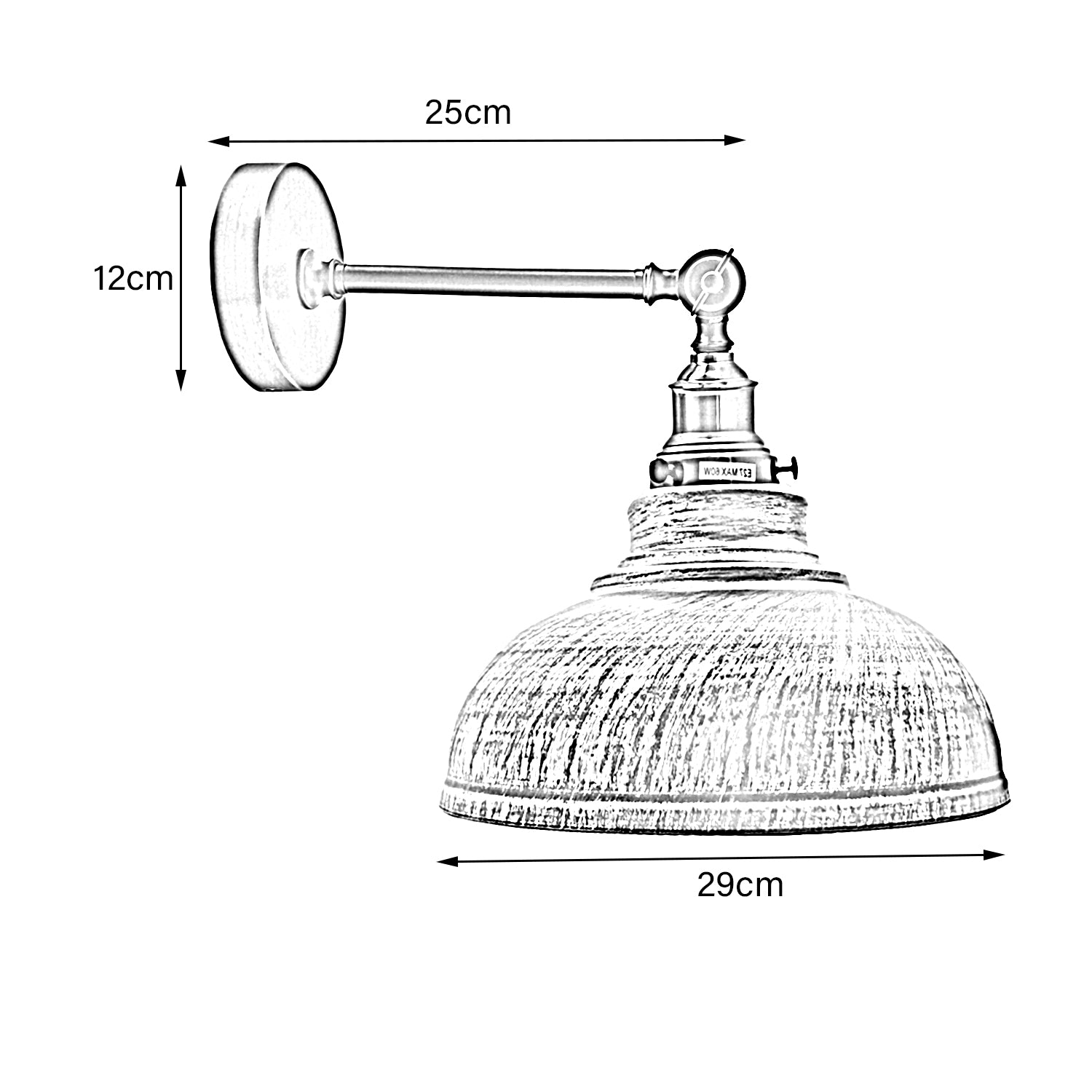 Rustic Red Metal Curvy Brushed Industrial Wall Mounted Wall Lamp Light~3461 - LEDSone UK Ltd