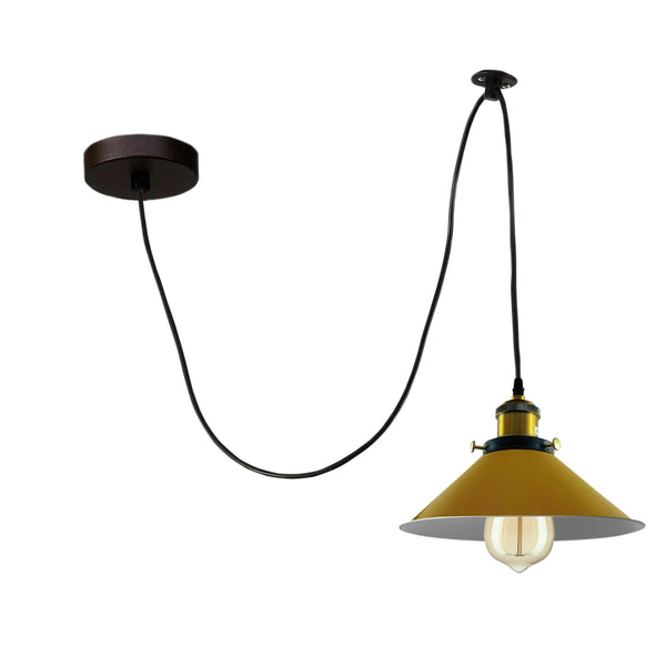 Lámpara colgante moderna de araña trenzada con pantallas cónicas amarillas, iluminación de techo ~3432 – Tipo 1