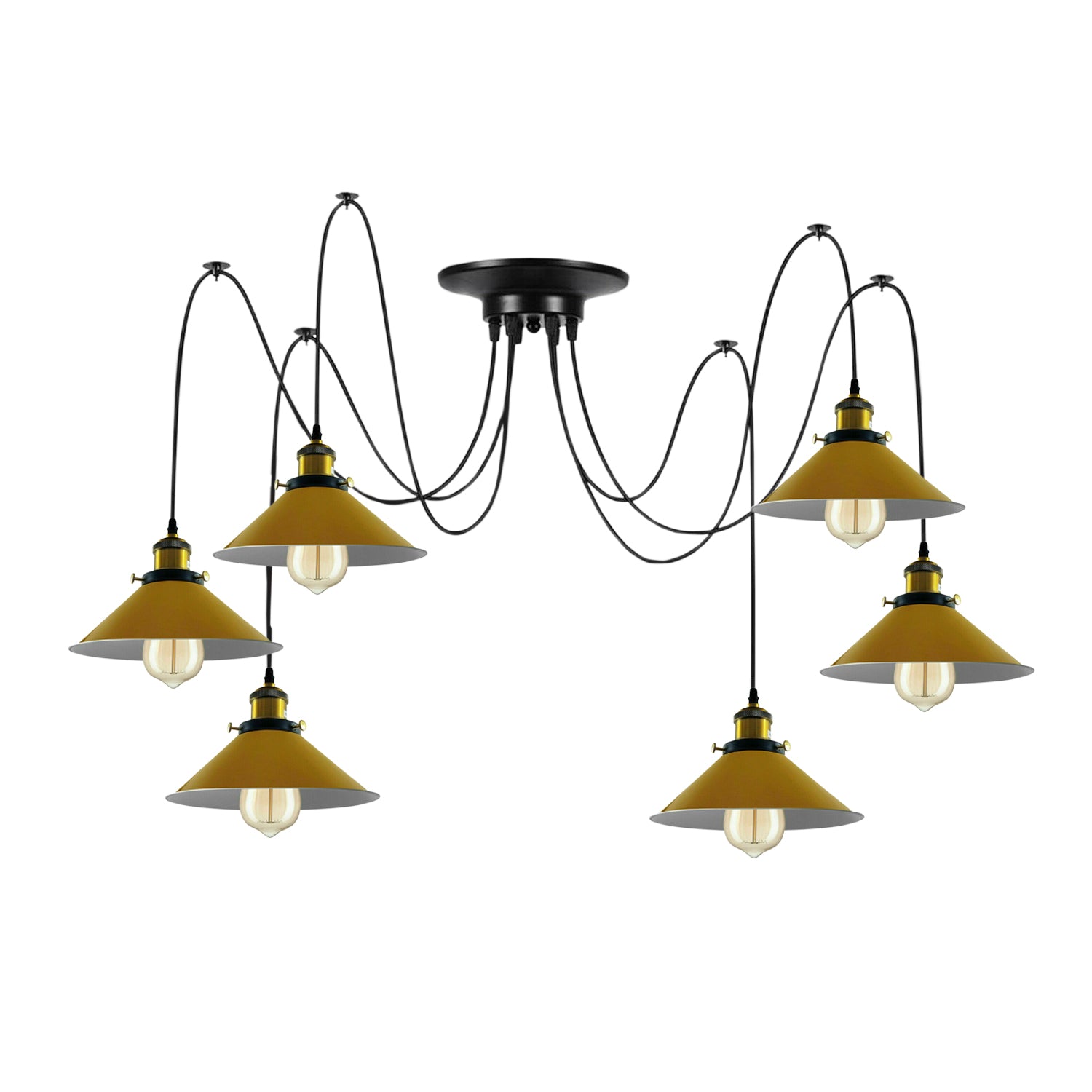 Modern large spider Braided Pendant lamp 6heads Clusters of Hanging Yellow Cone Shades Ceiling Lamp Lighting~3436 - LEDSone UK Ltd
