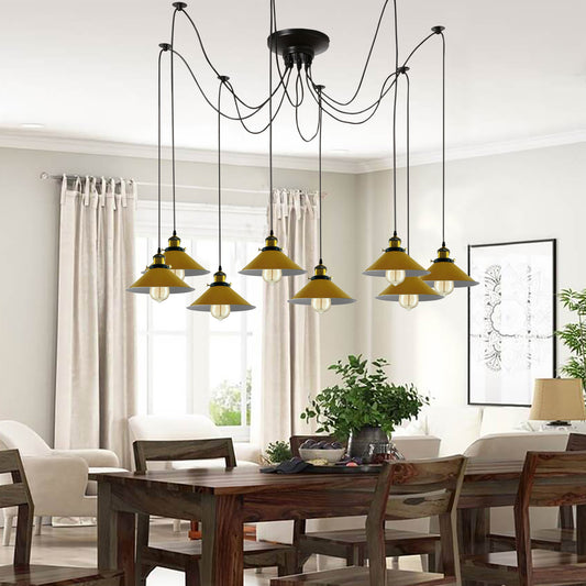 Modern large spider Braided Pendant lamp 8heads Clusters of Hanging Yellow Cone Shades Ceiling Lamp Lighting~3437 - LEDSone UK Ltd