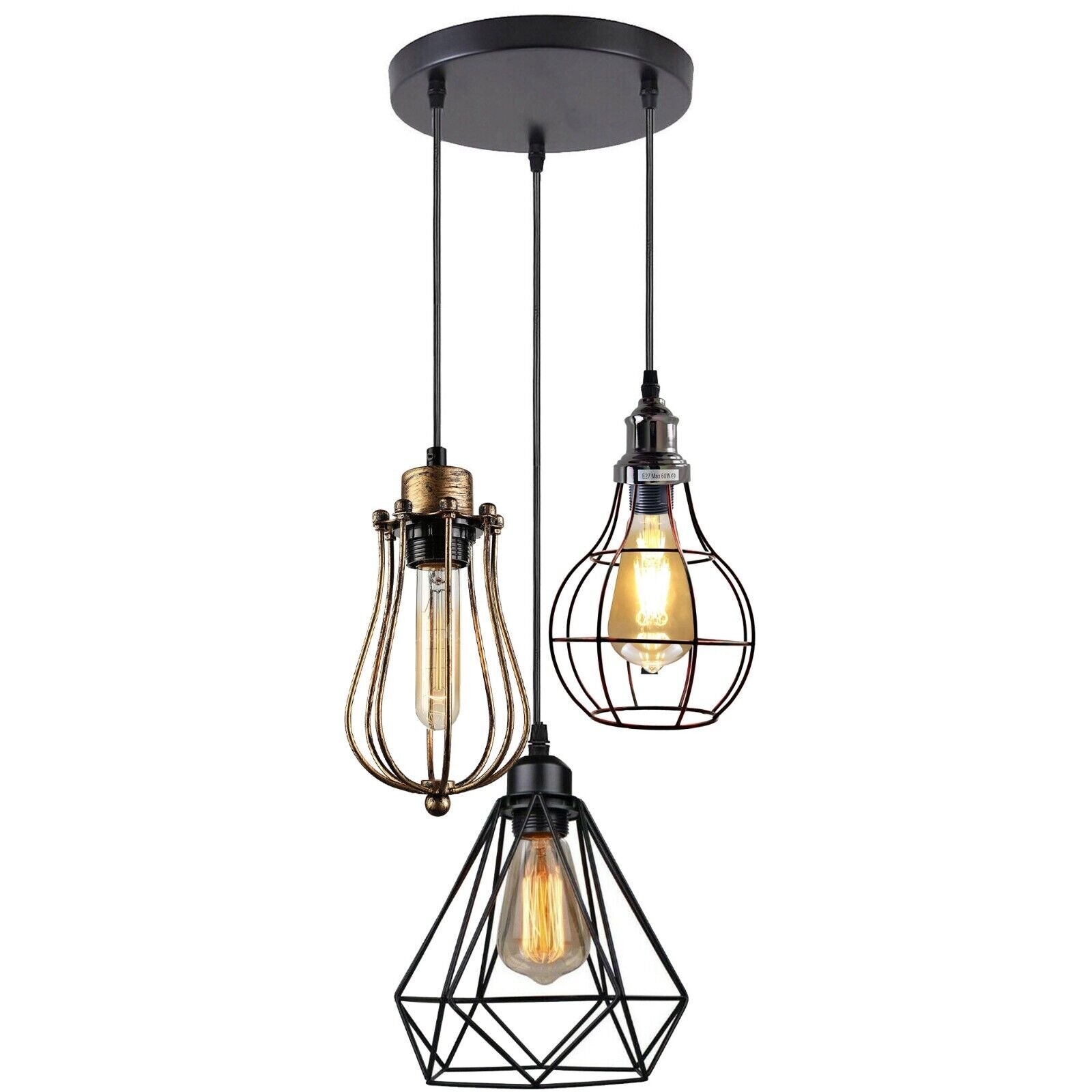 Kitchen Island Chandelier 3 Light Cage Ceiling Hanging Pendant Lamp