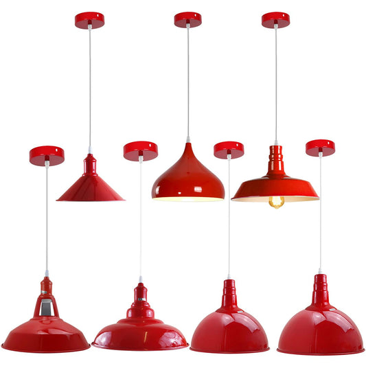 Modern Red Lighting Pendant Shade Metal Retro Bedroom Kitchen Modern Light Style Home~1435 - LEDSone UK Ltd
