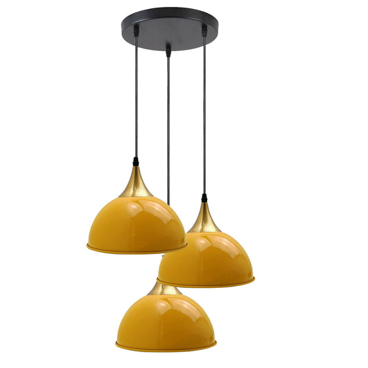 Yellow 3 Way Vintage Industrial Metal Lampshade Modern Hanging Retro Ceiling Pendant Lights~3517 - LEDSone UK Ltd