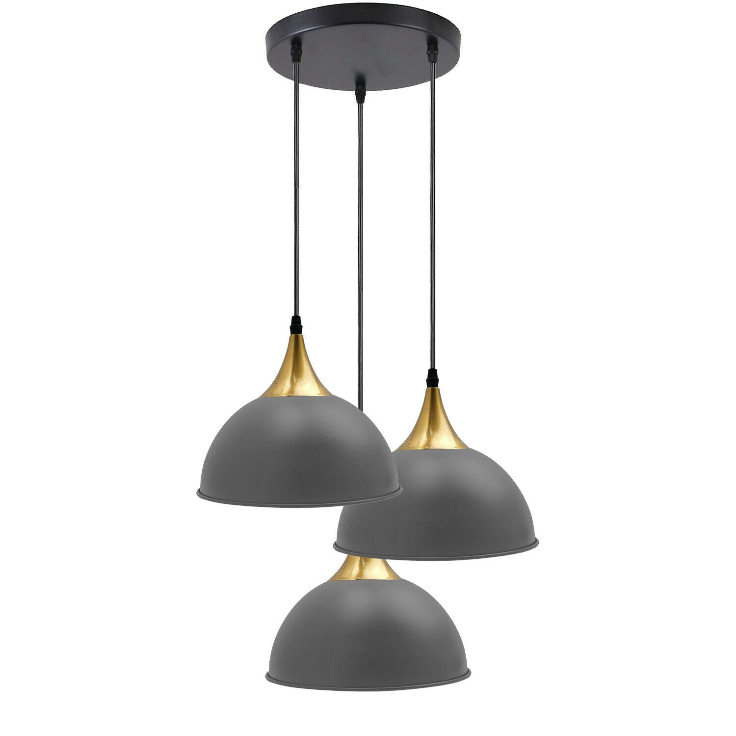 Grey 3 Way Vintage Industrial Metal Lampshade Modern Hanging Retro Ceiling Pendant Lights~3519 - LEDSone UK Ltd