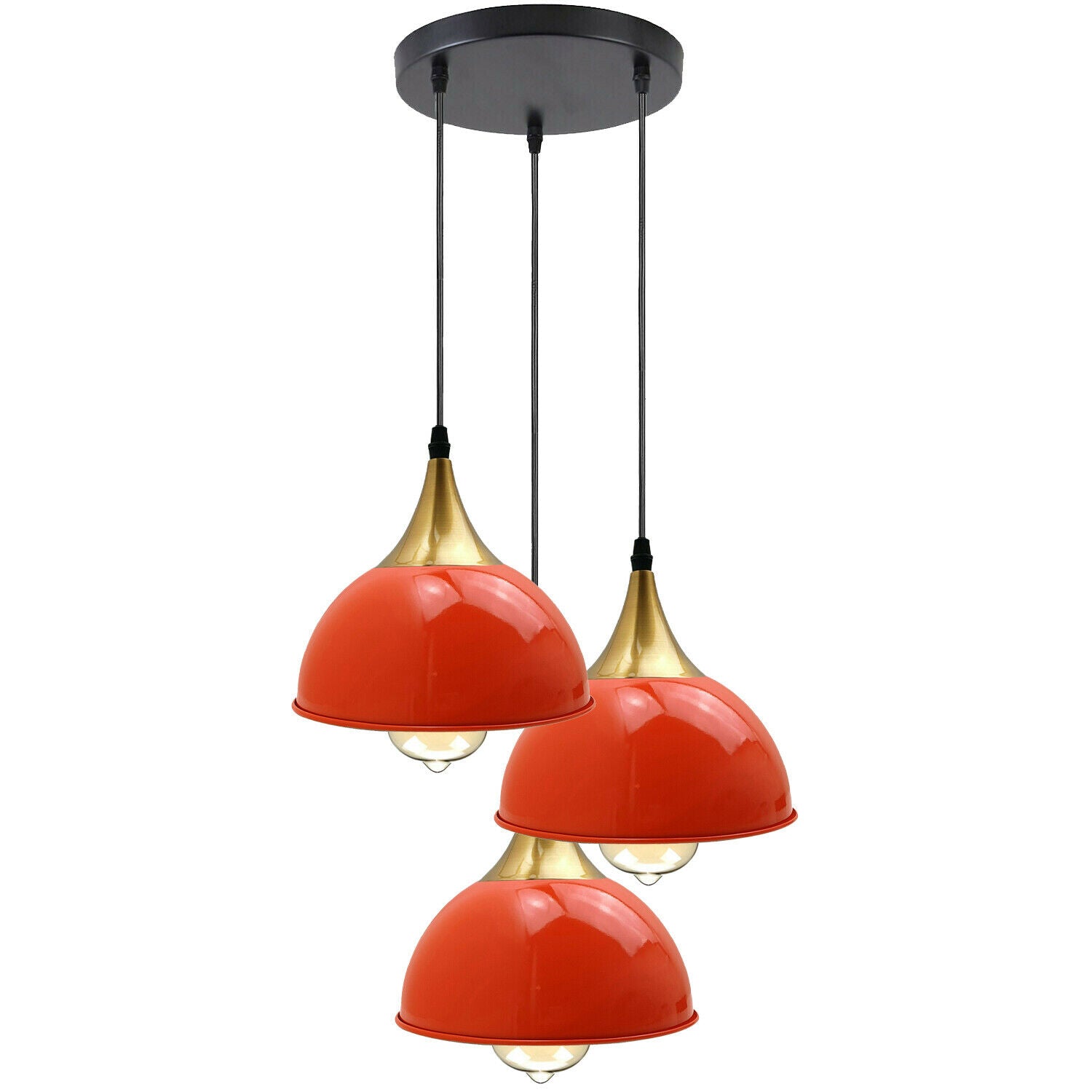 Orange 3 Way Vintage Industrial Metal Lampshade Modern Hanging Retro Ceiling Pendant Lights~3520 - LEDSone UK Ltd
