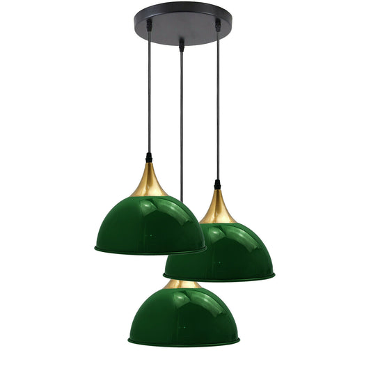 Green 3 Way Vintage Industrial Metal Lampshade Modern Hanging Retro Ceiling Pendant Lights~3523 - LEDSone UK Ltd