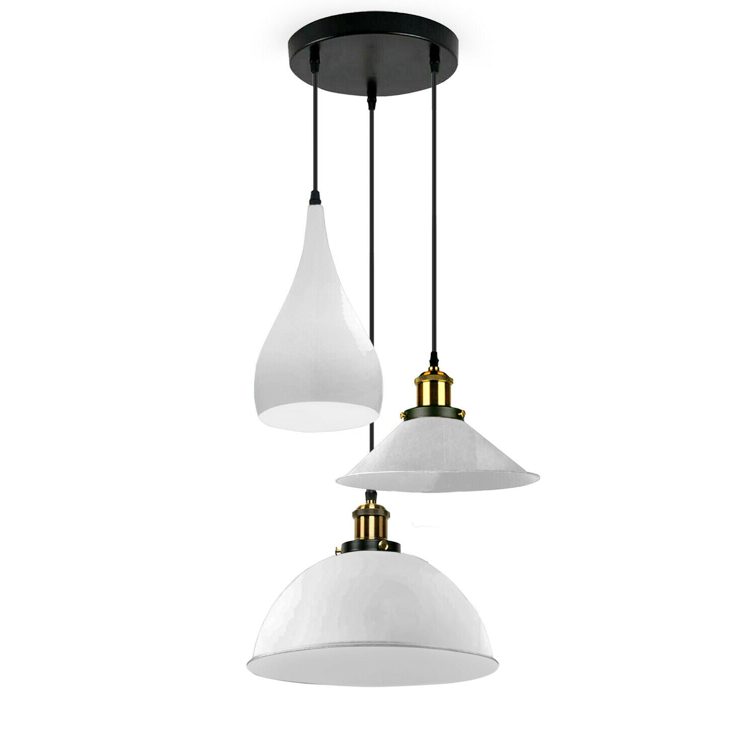 White Modern 3 Head Metal Hanging Light Shade Ceiling Pendant Light~3514 - LEDSone UK Ltd