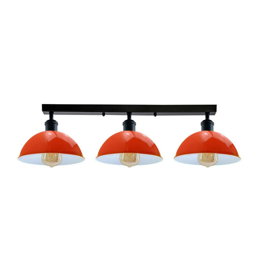 Industrial Steam Punk Orange 3 Way Over Table Light Indoor Ceiling Hanging Light Metal~3590 - LEDSone UK Ltd