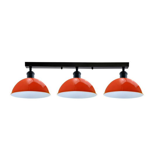 Industrial Steam Punk Orange 3 Way Over Table Light Indoor Ceiling Hanging Light Metal~3590 - LEDSone UK Ltd