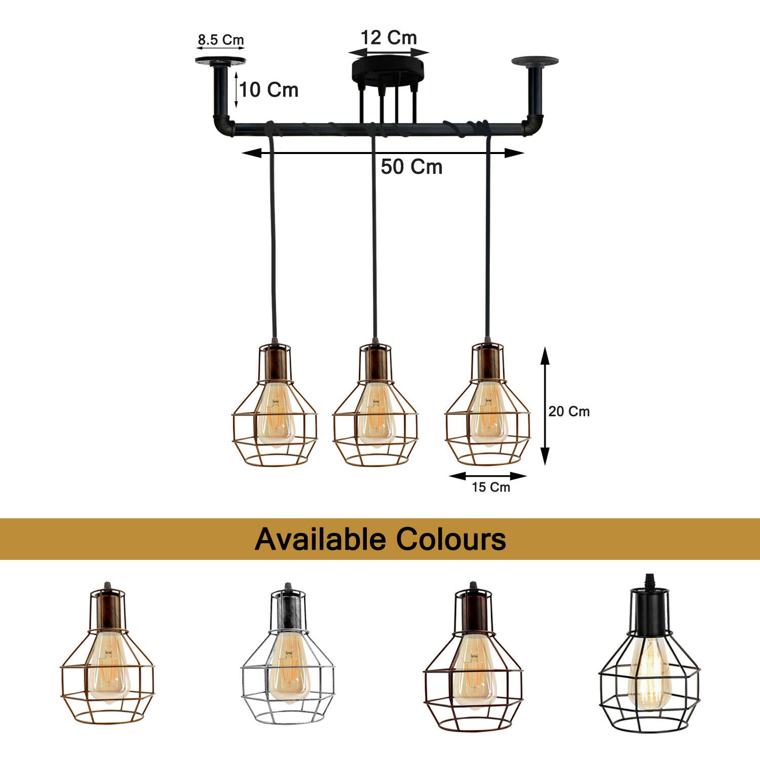 Industrial Style Ceiling Brushed copper 3 Lights Modern Metal Pipe Retro Loft Pendant Lamp~3603 - LEDSone UK Ltd