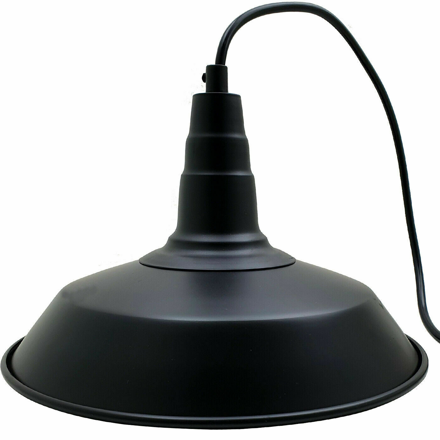 Industrial Vintage New Pendant Ceiling Light 260cm Bowl Shade Black E27Uk Holder~3727 - LEDSone UK Ltd