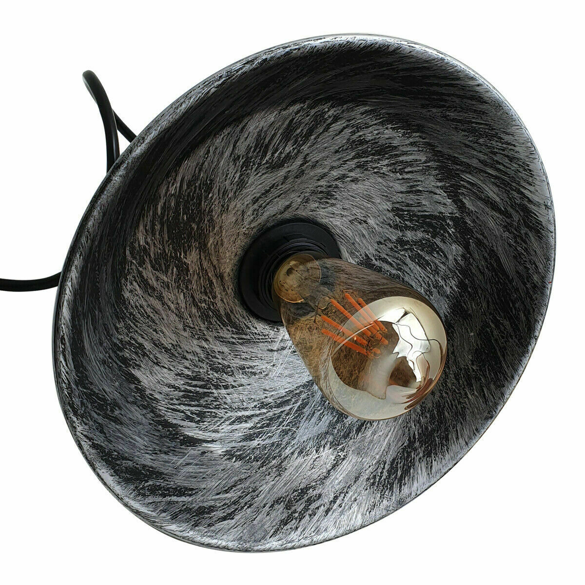 Industrial Vintage New Pendant Ceiling Light 26cm Bowl Shade Brushed Silver E27Uk Holder~3725 - LEDSone UK Ltd
