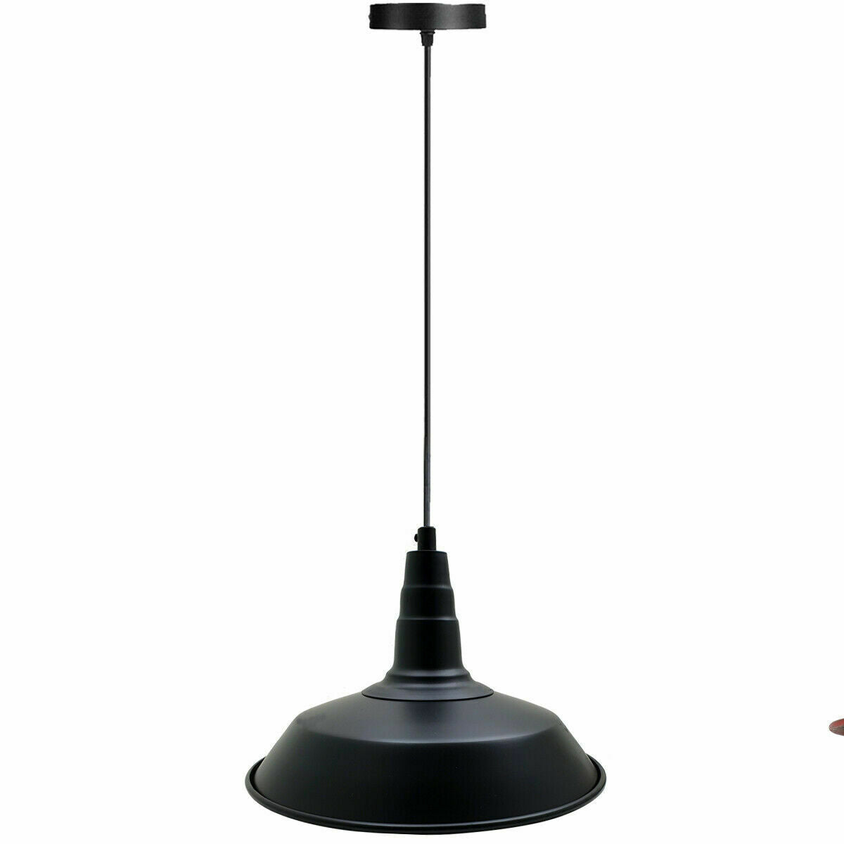 Industrial Vintage New Pendant Ceiling Light 36cm Bowl Shade Black E27Uk Holder~3723 - LEDSone UK Ltd