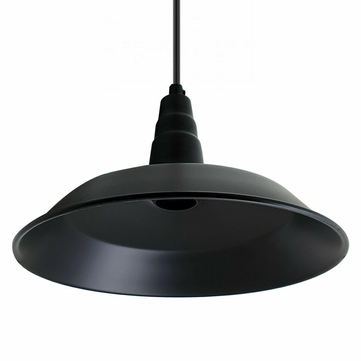 Industrial Vintage New Pendant Ceiling Light 36cm Bowl Shade Black E27Uk Holder~3723 - LEDSone UK Ltd