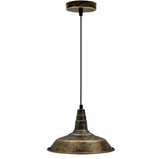 Brushed copper industrial pendant light with a vintage look.