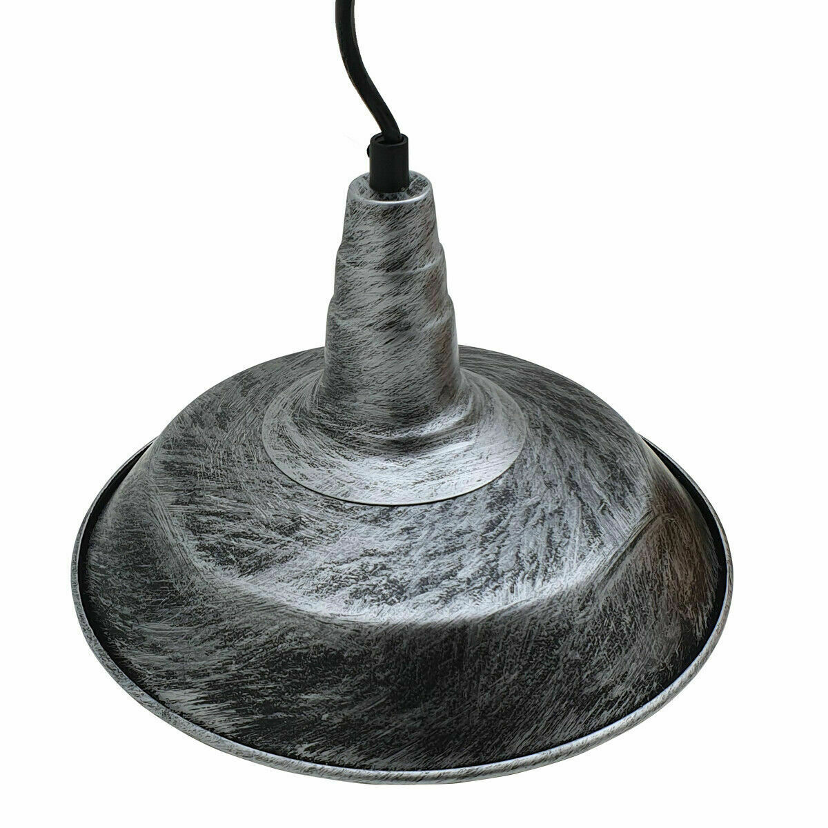 Industrial Vintage New Pendant Ceiling Light 36cm Bowl Shade Brushed Silver E27Uk Holder~3721 - LEDSone UK Ltd