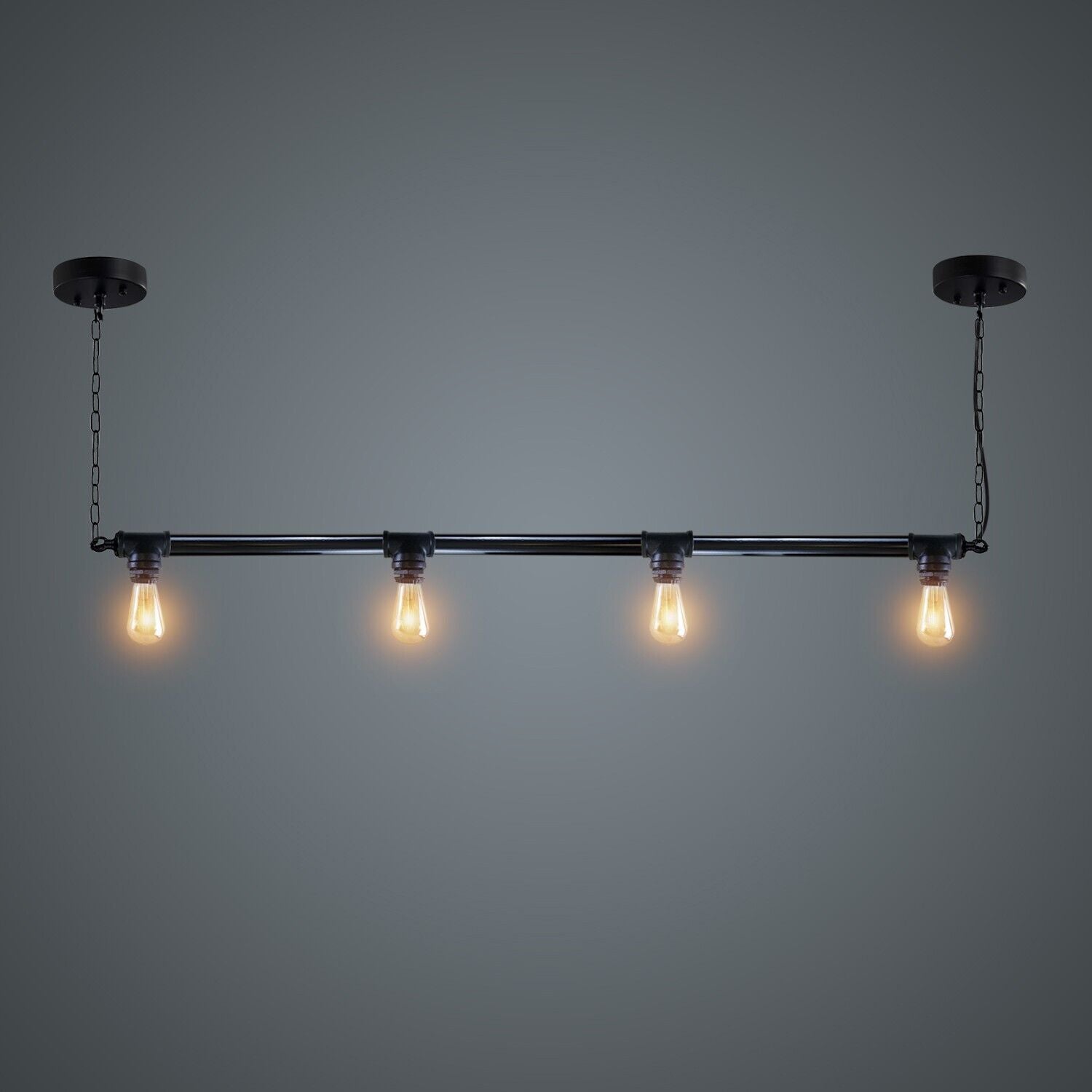 Industrial Vintage Downlight Hanging Ceiling Pendant 4way Black Pipe Lamp~3719 - LEDSone UK Ltd