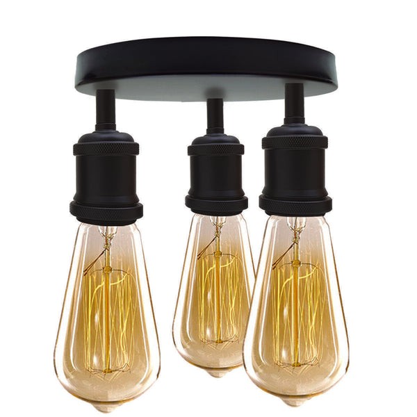 A+ Moderne zwarte metalen semi-flush matzwarte 3-weg plafondlamp fitting eetkamerlampen~3717 – Nee