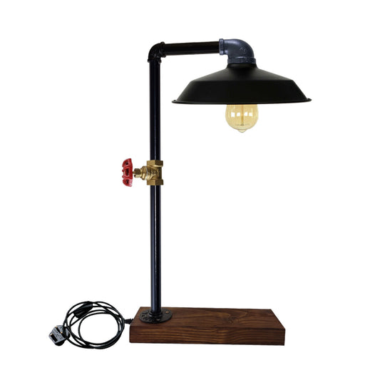 Industrial  Vintage Retro Steampunk Water Pipe Style Bedside Table Desk Lamp Bowl Black E27~3716 - LEDSone UK Ltd