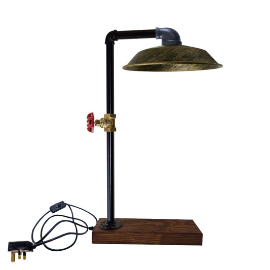 Industrial  Vintage Retro Steampunk Water Pipe Style Bedside Table Desk Lamp Bowl Brushed Brass E27~3714 - LEDSone UK Ltd