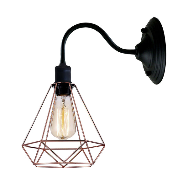 Modern Industrial  Vintage Indoor Black colour Wall Light Lamp Fitting Fixture E27 Holder UK~3676 – Yes / Rose Gold