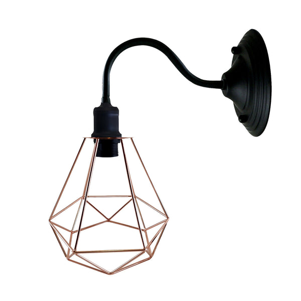 Modern Industrial  Vintage Indoor Black colour Wall Light Lamp Fitting Fixture E27 Holder UK~3676 – No / Rose Gold