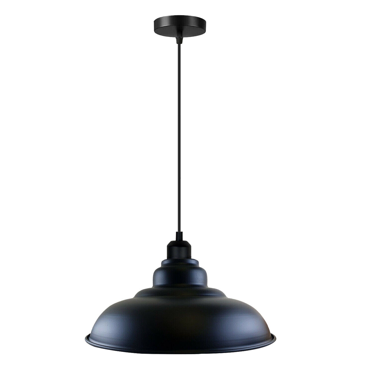 LEDSone industrial Vintage  32cm  Black Pendant Retro Metal Lamp Shade E27 Uk Holder~3691 - LEDSone UK Ltd
