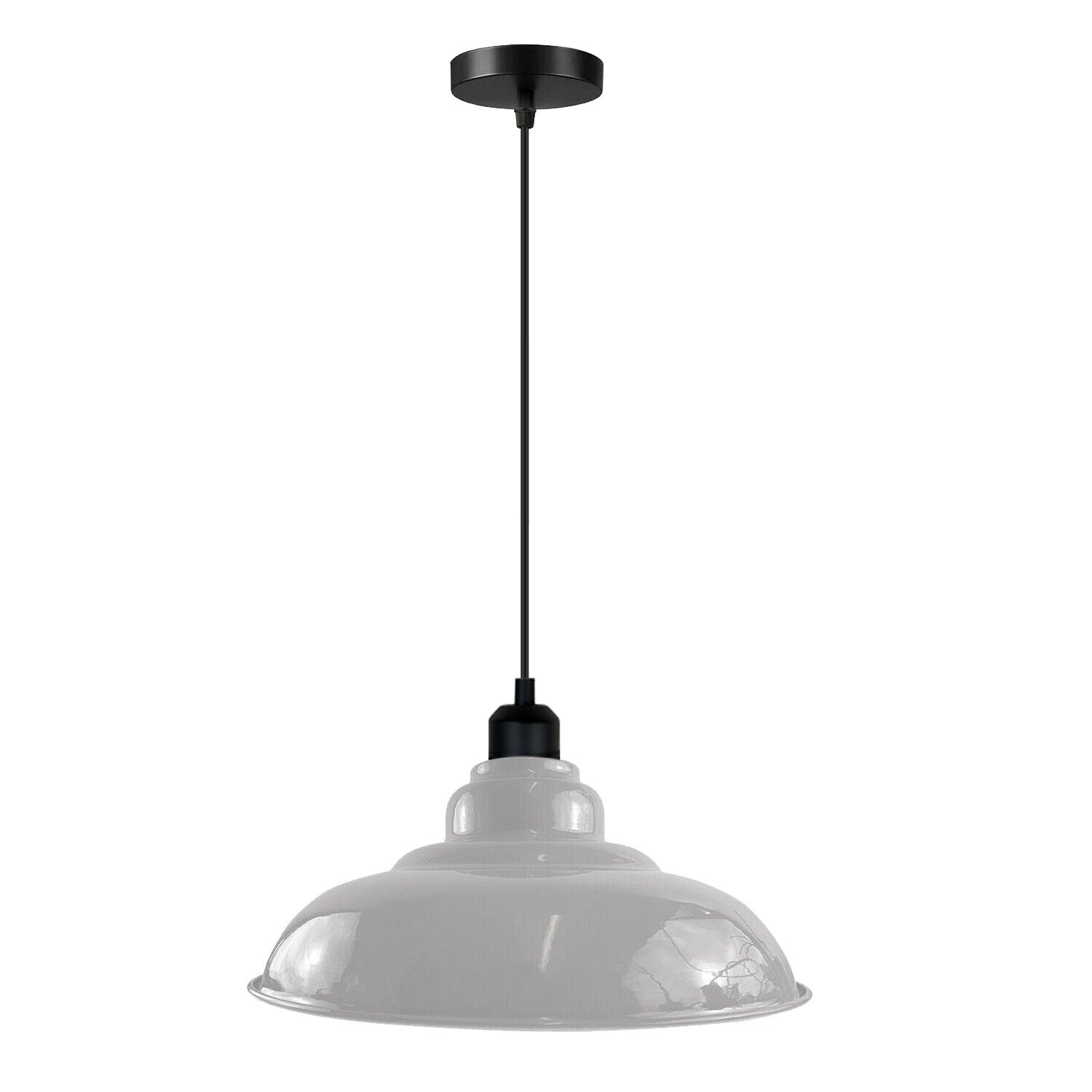 LEDSone industrial Vintage  32cm  White Pendant Retro Metal Lamp Shade E27 Uk Holder~3690 - LEDSone UK Ltd