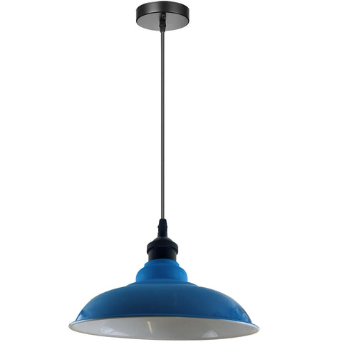 LEDSone industrial Vintage  32cm  Light Blue Pendant Retro Metal Lamp Shade E27 Uk Holder~3689