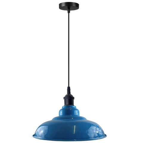 LEDSone industrial Vintage  32cm  Light Blue Pendant Retro Metal Lamp Shade E27 Uk Holder~3689