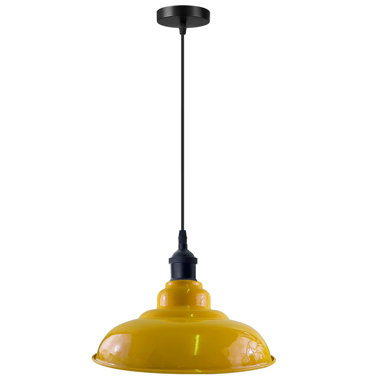 LEDSone industrial Vintage  32cm  Yellow Pendant Retro Metal Lamp Shade E27 Uk Holder~3686 - LEDSone UK Ltd