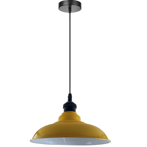 LEDSone industrial Vintage  32cm  Yellow Pendant Retro Metal Lamp Shade E27 Uk Holder~3686