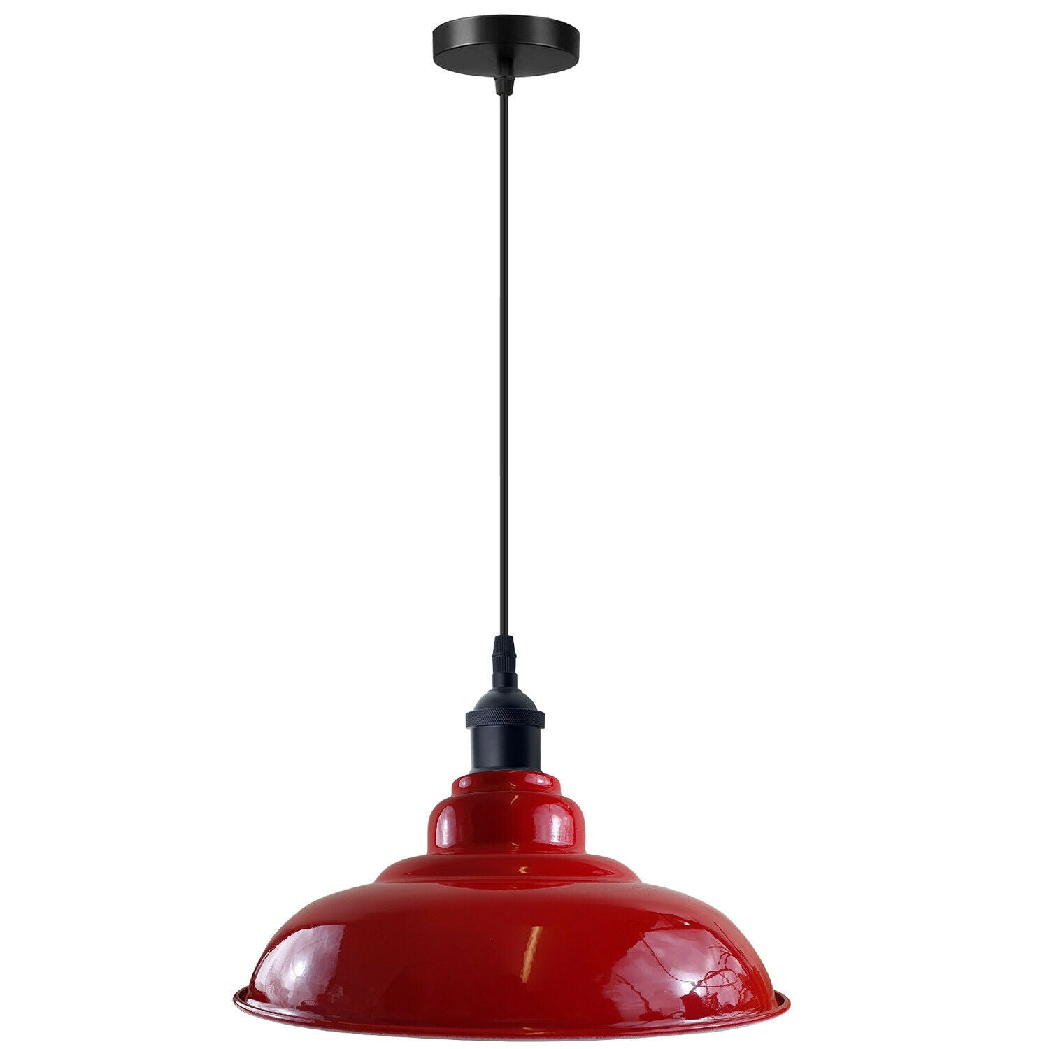 LEDSone industrial Vintage  32cm  Red Pendant Retro Metal Lamp Shade E27 Uk Holder~3684 - LEDSone UK Ltd