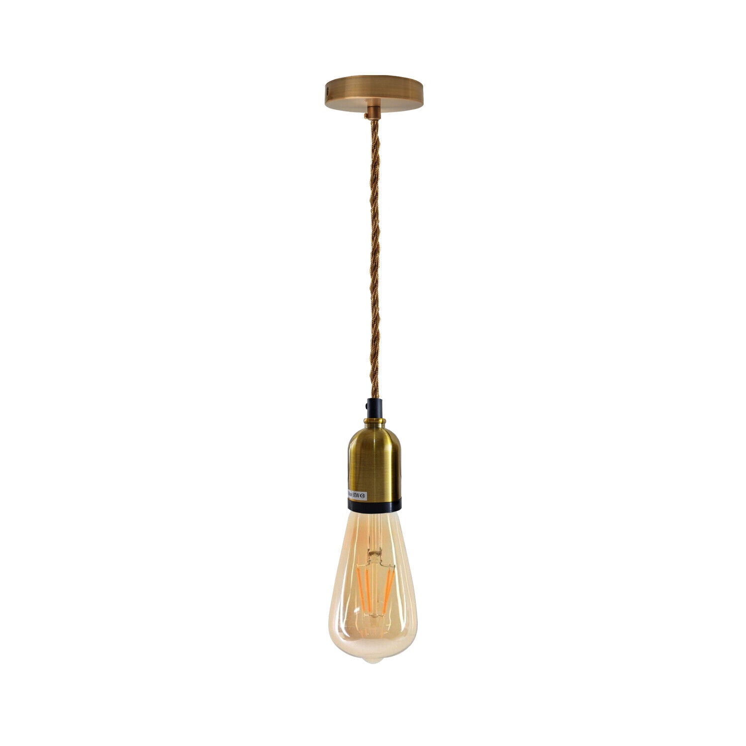 Modern Pendant Light Fabric Gold Yellow Wire Yellow brass Ceiling Rose E27 Suspension Light Lamp Holder~3682 - LEDSone UK Ltd