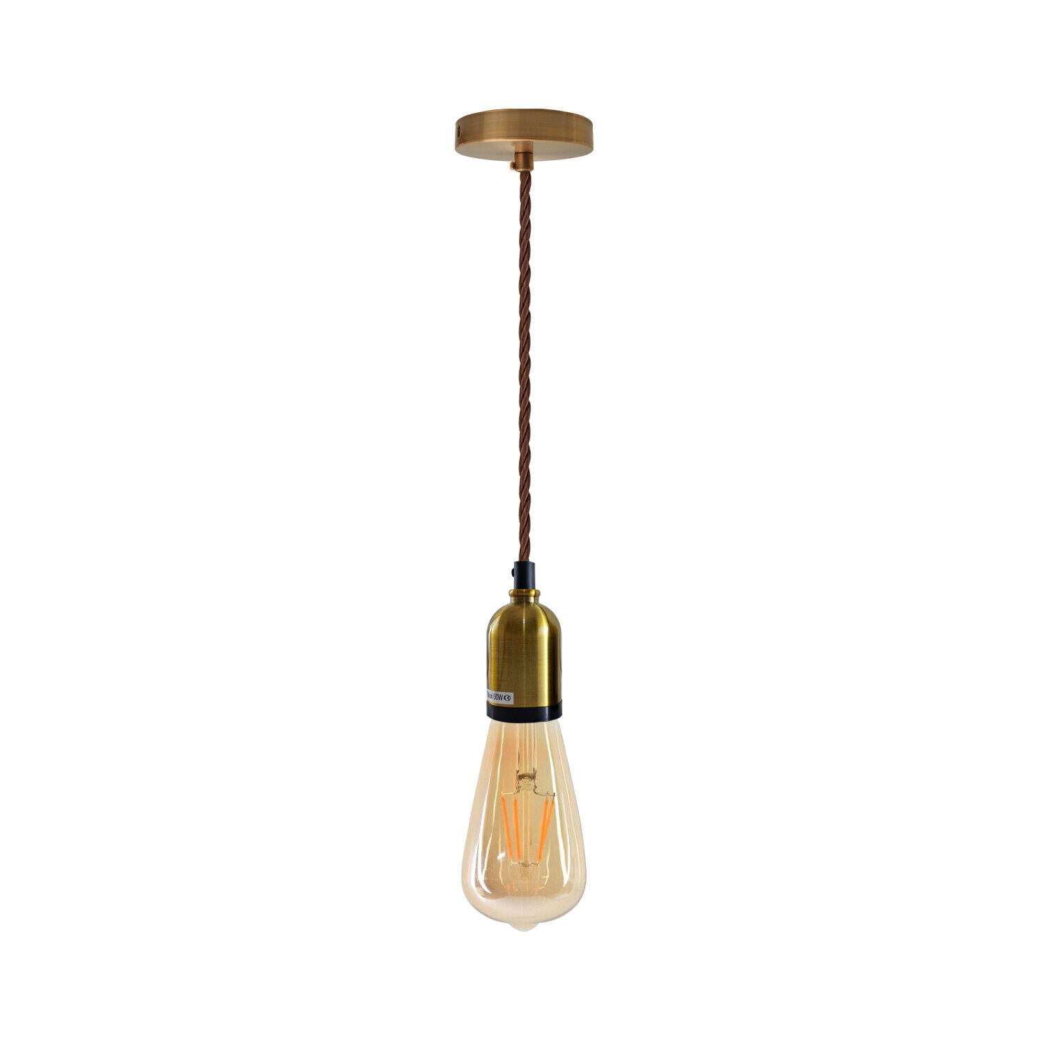 Modern Pendant Light Fabric Wire Yellow Brass Ceiling Rose E27 Suspension Light Lamp Holder~3681 - LEDSone UK Ltd