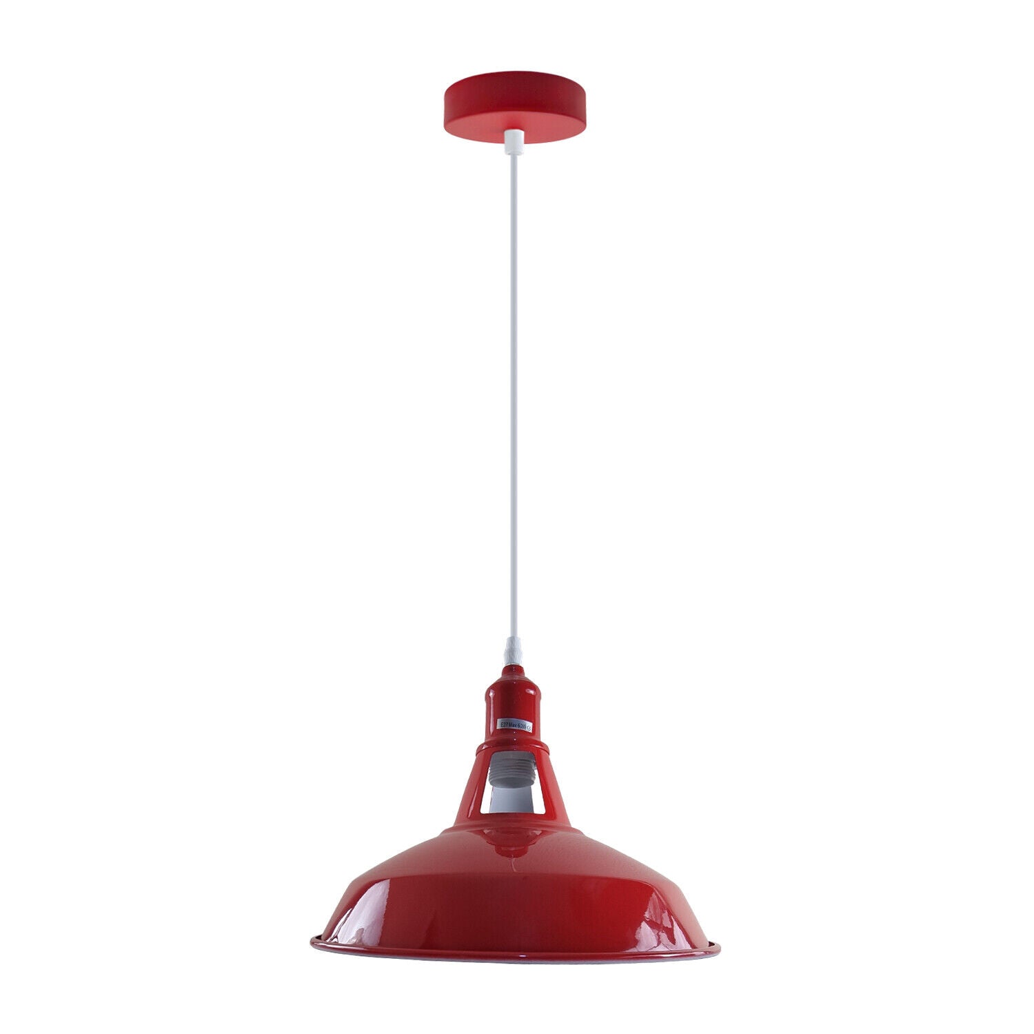 Red pendant light with a shade