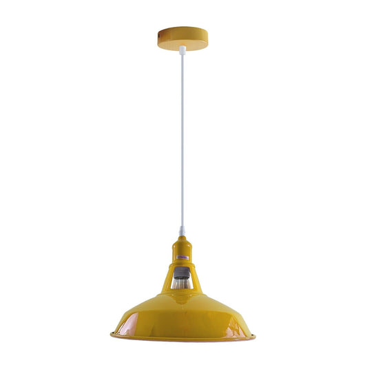 Classic hanging lamp with yellow metal shade