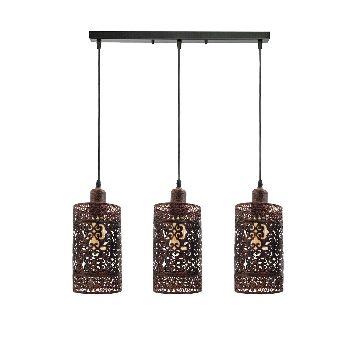 Industrial Modern 3 Way Retro Rustic Red Cage Ceiling Hanging Pendant Shade E27~3759 - LEDSone UK Ltd