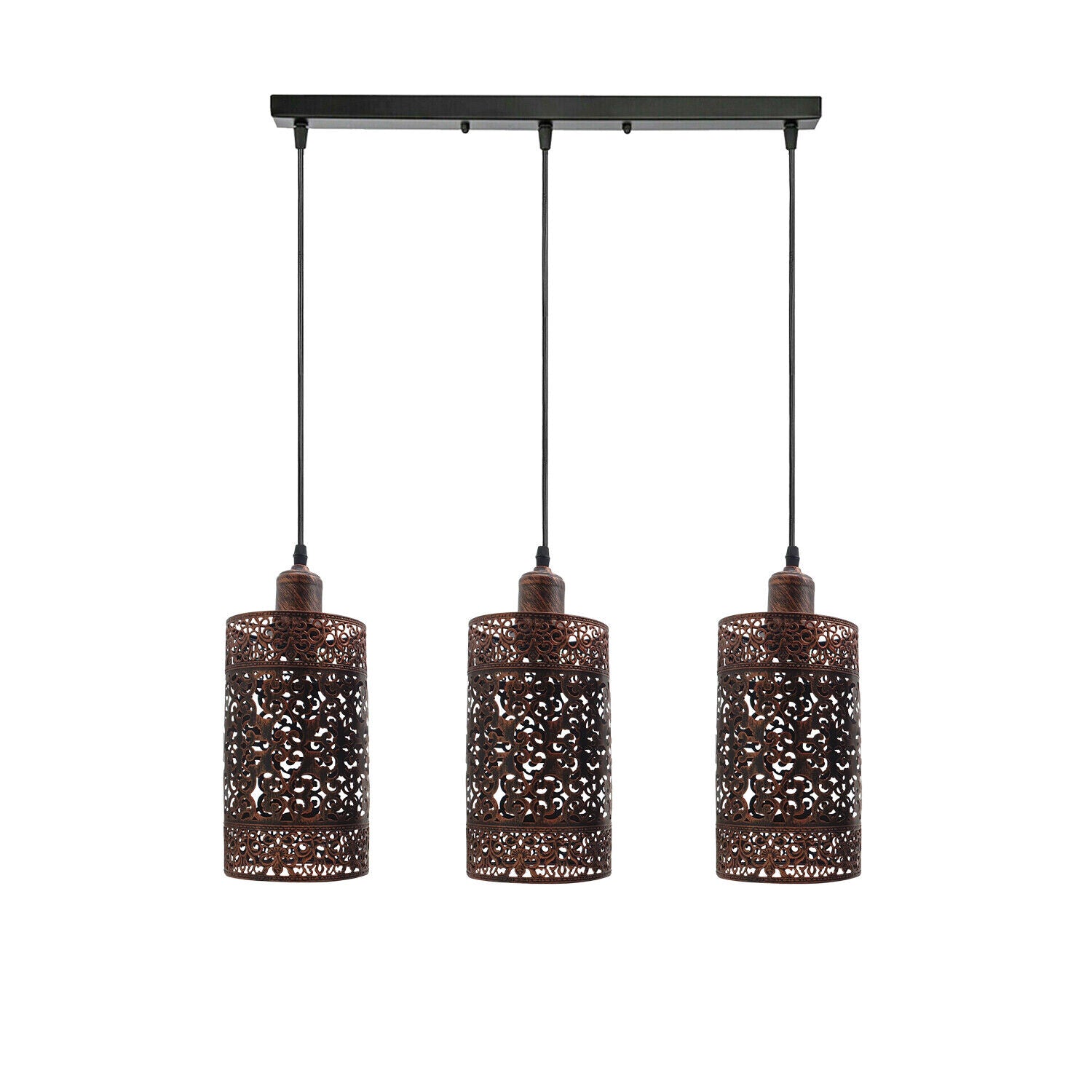 Industrial Modern 3 Way Retro Rustic Red Cage Ceiling Hanging Pendant Shade E27~3759 - LEDSone UK Ltd