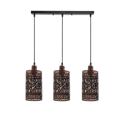 Industrial Modern 3 Way Retro Rustic Red Cage Ceiling Hanging Pendant Shade E27~3759