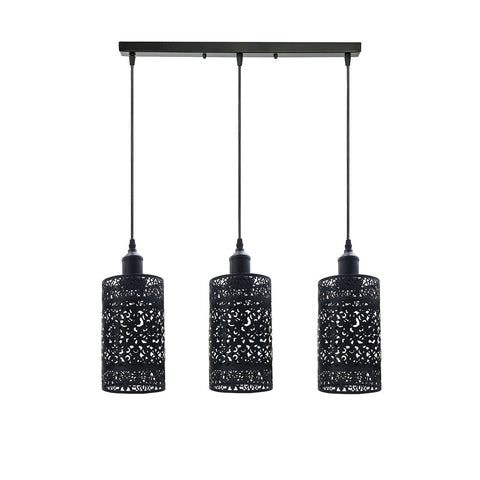 Industrial Modern 3 Way Retro Brushed Silver Cage Ceiling Hanging Pendant Shade E27~3757