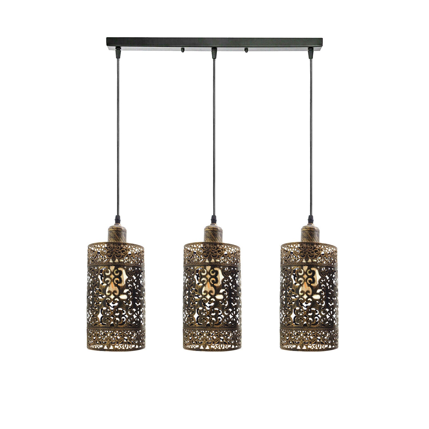 Industrial Modern 3 Way Retro Brushed Copper Cage Ceiling Hanging Pendant Shade E27~3756 - LEDSone UK Ltd