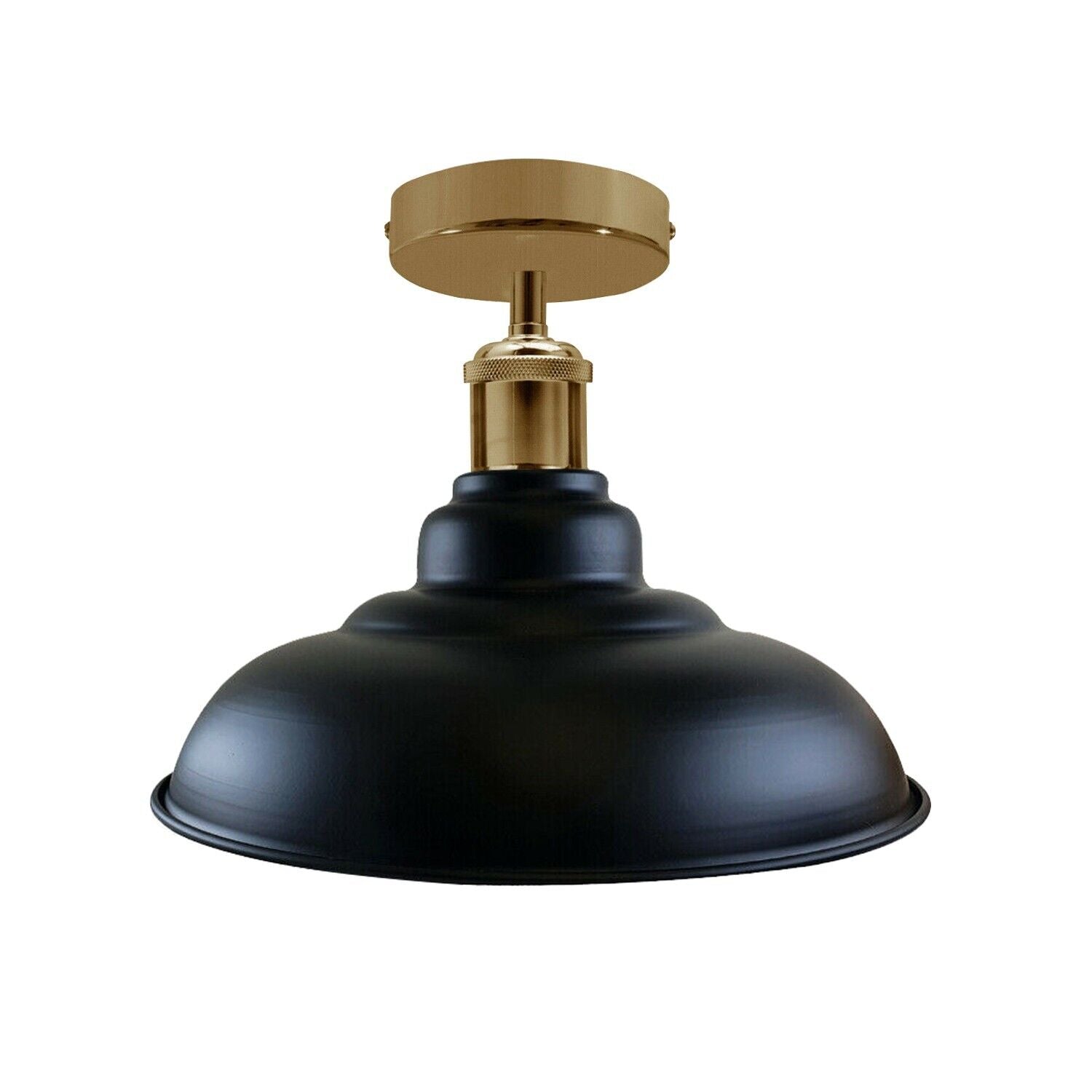 Industrial Vintage Retro Flush Mount Glossy Shade Black colour Ceiling Light E27 UK~3769 - LEDSone UK Ltd
