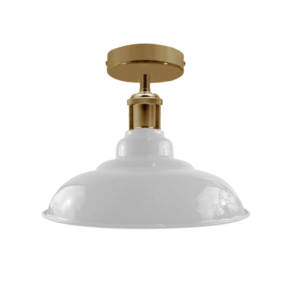 Industriële vintage retro plafondlamp met glanzende kap in witte kleur E27 UK~3768 – Nee