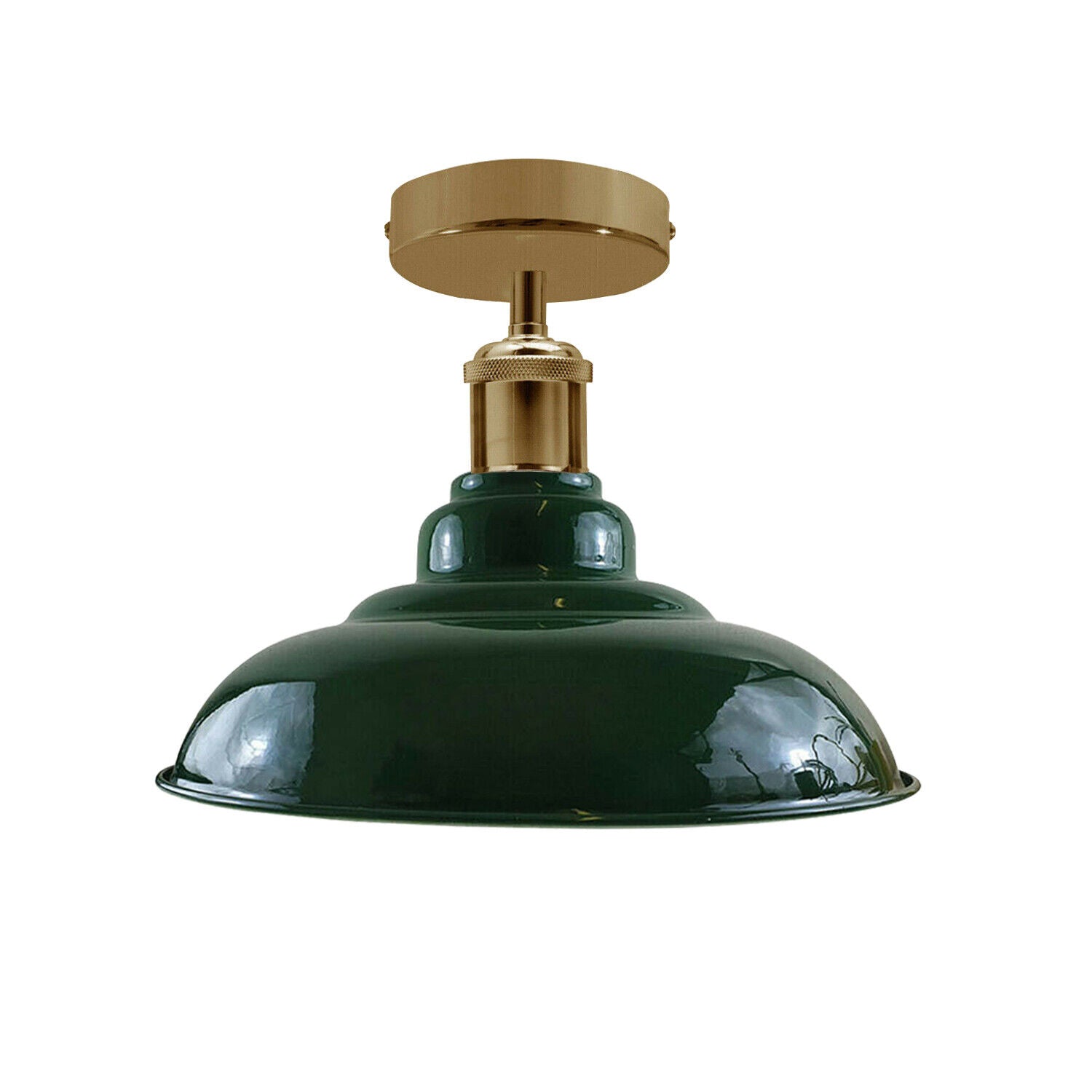 Industrial Vintage Retro Flush Mount Glossy Shade Green colour Ceiling Light E27 UK~3763 - LEDSone UK Ltd