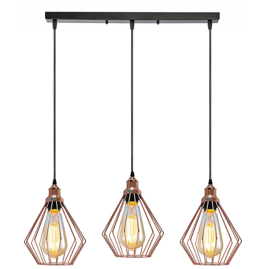 Vintage-style linear cage chandeliers UK