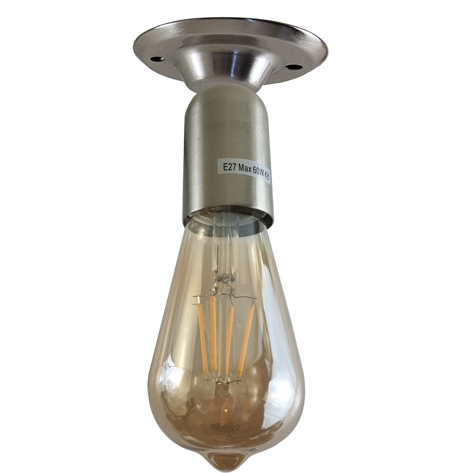Industrial Vintage Retro Ceiling  Satin Nikel Semi-Flush Mount Light E27 Holder~3777 - LEDSone UK Ltd