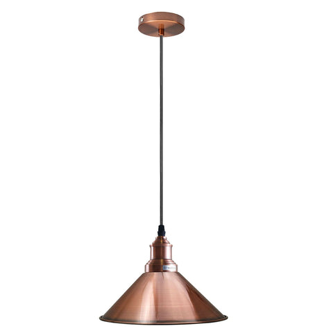 Industrial Vintage single ceiling Pendant Lighting Metal cone Copper Lampshade E27 UK Holder~3815